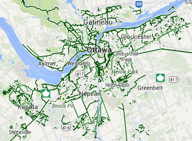 Map of Ottawa's cycling routes