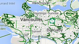 Map of Vancouver's bike routes