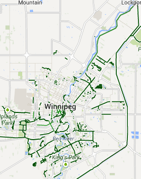 Map of Winnipeg bike routes
